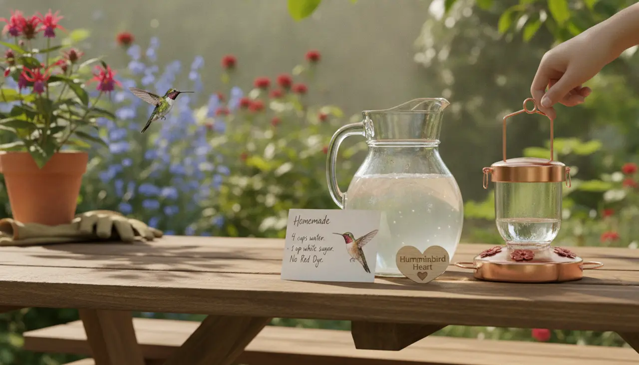 The Ultimate 4:1 Hummingbird Nectar Recipe: A Safe, Simple Guide for Busy Gardeners visual summary