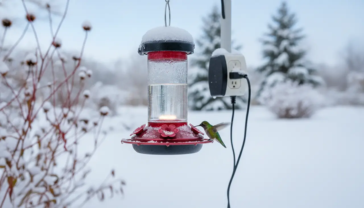 Winter Care: Keeping Nectar from Freezing with a Hummingbird Feeder Heater visual summary